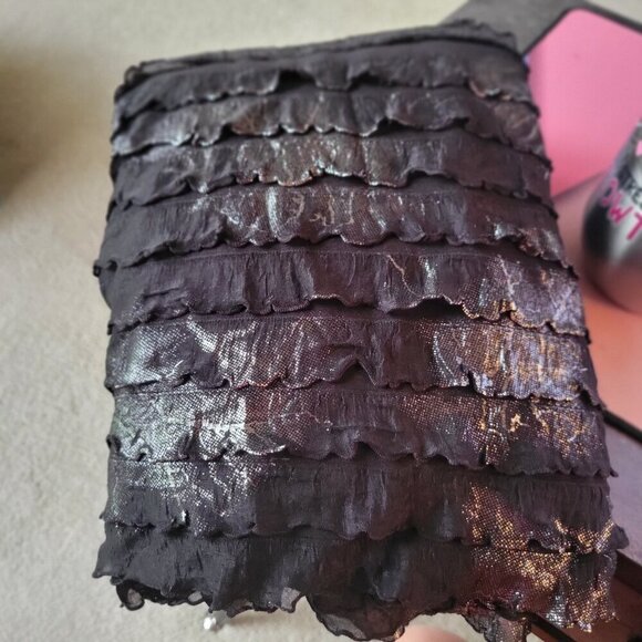 SANA HASHMAT COUTURE Black Metallic Tiered Maxi Skirt High Waisted- One Size - Picture 9 of 9